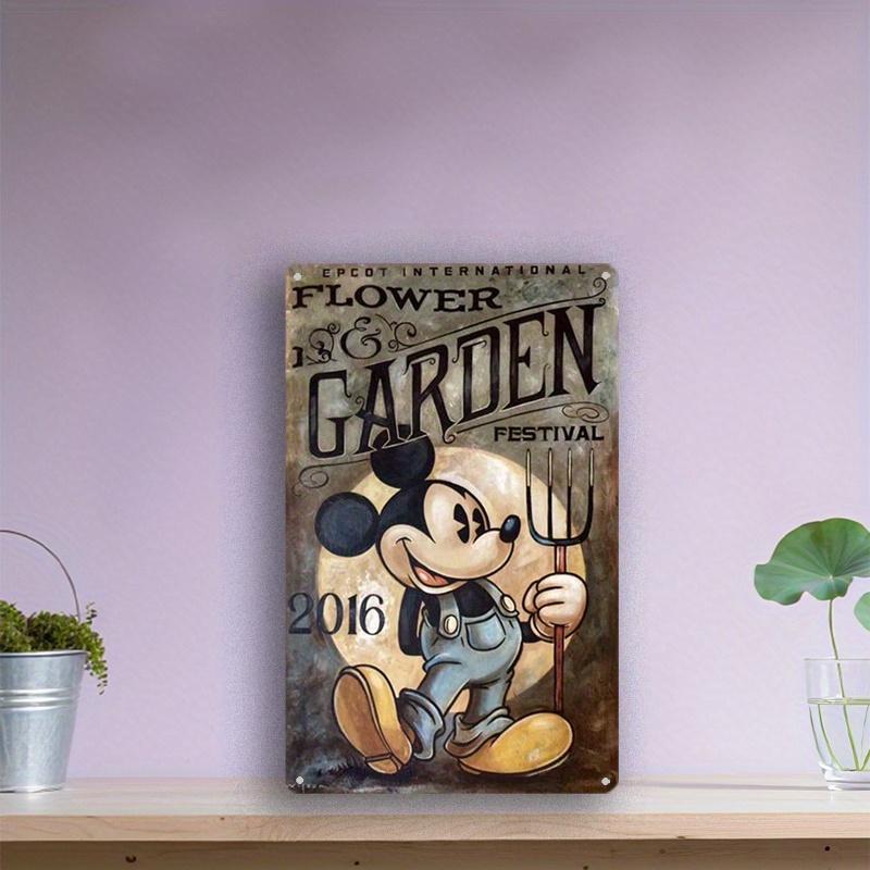 

Винтажная металлическая табличка Disney Микки Маус Садовый фестиваль - 20,32x30,48 см, Деревенский настенный декор с праздничным дизайном, Идеально для дома 20x30cm（7.8x11.8inch）