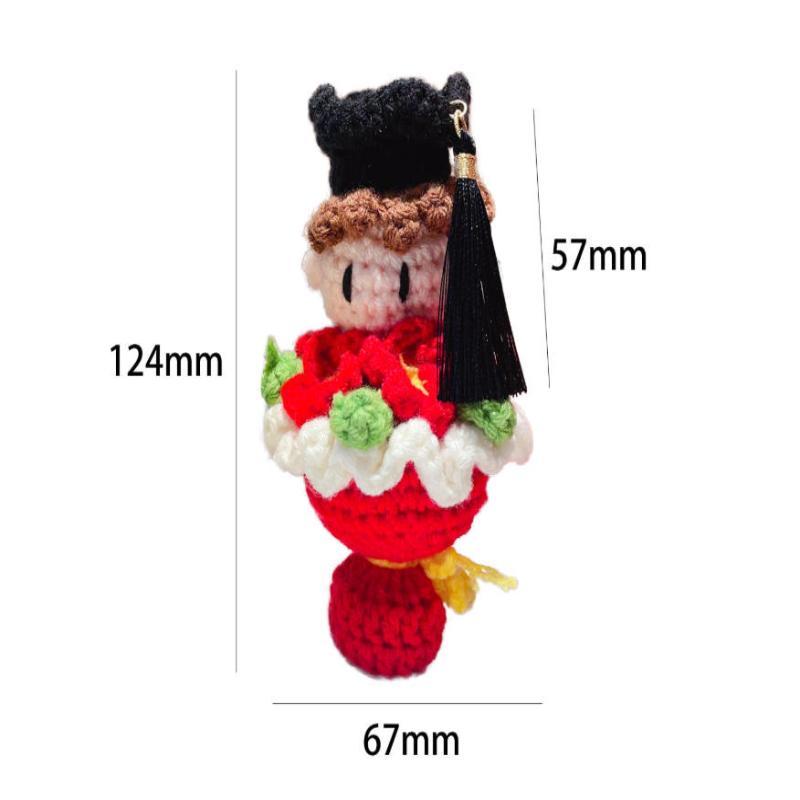 1 Stück Abschluss Sonnenblumenstrauß Gestrickte Ornamente Handgehäkelt Doktorhut Strauß Figuren Schlüsselanhänger Abschlussgeschenke