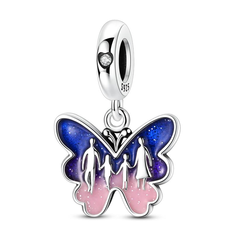925 Silver Golden Clover Charms Bead CZ Zircon Glowing Firefly Pet Cat Puppy Pendant Fit Original Bracelet DIY Jewelry