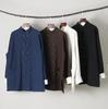 Men's 2025 Spring Silver Buckle Overlap Coat - Retro Chinese Style with Frog Buttons, Loose Casual Fit, Roll-Up Sleeves