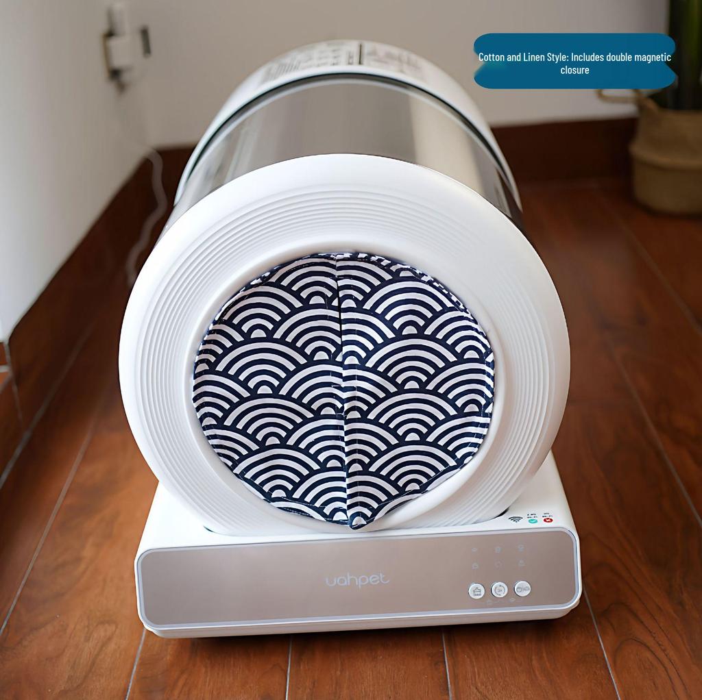 Stainless Steel Cat Litter Box with Dustproof, Odor-Control, Litter-Trapping Door Curtain for Privacy.