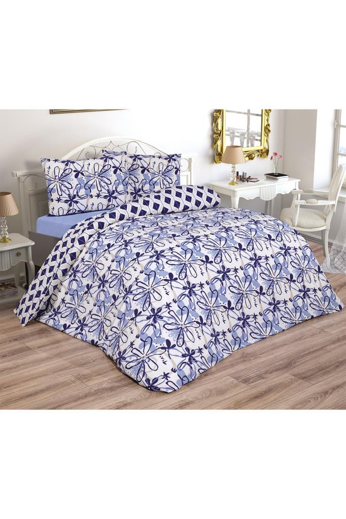 Erika Bedding Set 4 Pcs, Duvet Cover, Bed Sheet, Pillowcase, Double Size, Self Patterned, Wedding, Daily Use Blue