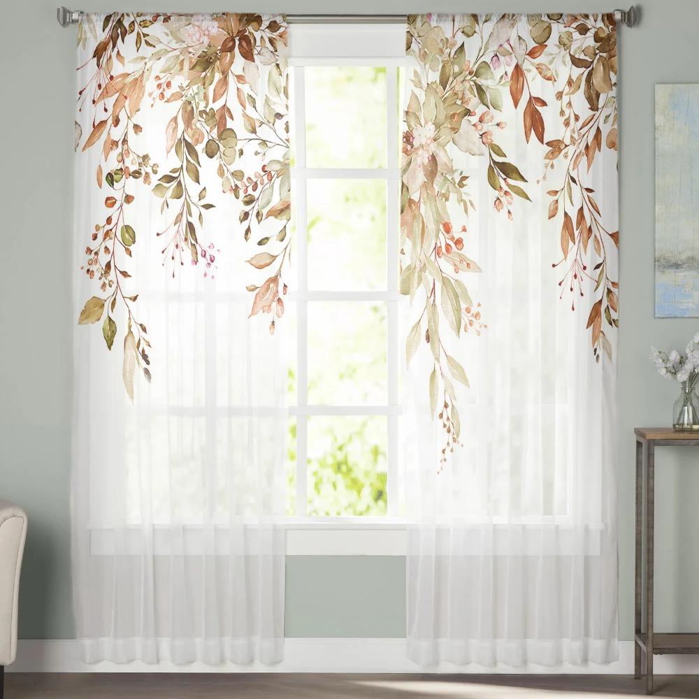Święto Dziękczynienia Jesień Dzikie Kwiaty Woal Zasłony Do Sypialni Tulle Zasłony Do Salonu Prześwitujące Zasłony Rolety Zasłony