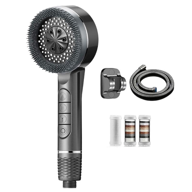 Water Saving High Pressure Filter Shower Head 4 Sprays Setting Massage Hand Showerhead For Enhanced Bath Experience
