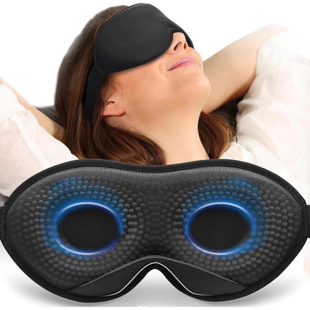 Weighted Sleeping Eye Mask, Blackout 3D Contour Sleeping Eye Mask with Adjustable Straps, Unisex, Memory Foam, Gentle Pressure Relief Comfort Ey