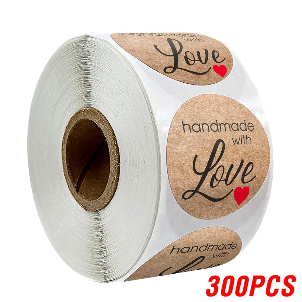 100-500Pcs Vintage Kraft Paper Stickers Scrapbook Gift Stationery Label Stickers Handmade With Love Thank You For The Stickers