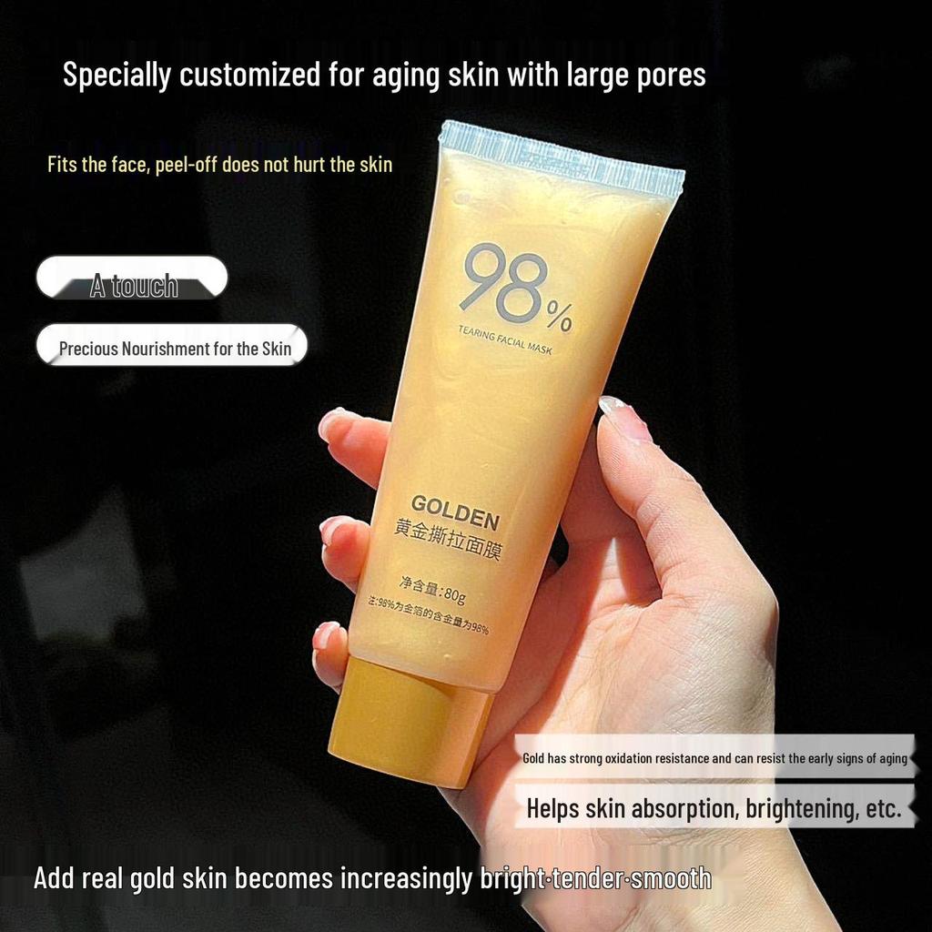 AOAK Gold Peel-Off Mask for Exfoliating, Deep Cleansing, and Pore Shrinking - Ideal for Blackheads and Summer Use on Female Faces.