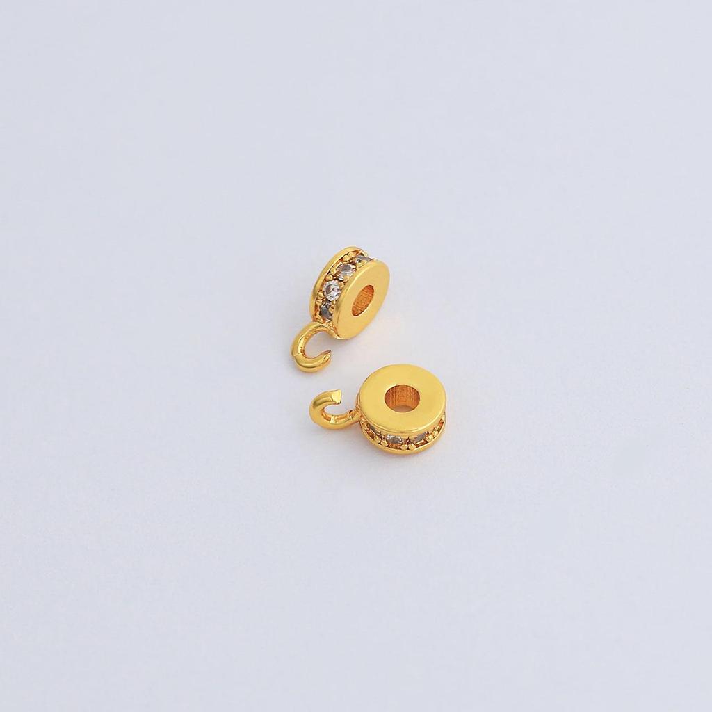 18K Gold-Plated Cubic Zirconia Spacer Beads Pendant and Clasp for DIY Jewelry