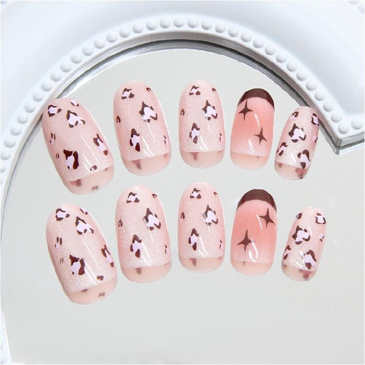 Short Almond Nail Tips Fake Nail Glues On Nail Stick On Nail Cats Eye Press On Nail Artificial False Nail for Women Girl