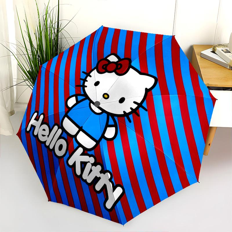 Hello Kitty  pattern, automatic folding umbrella, portable and foldable design, 8 ribs, a Christmas or birthday gift.