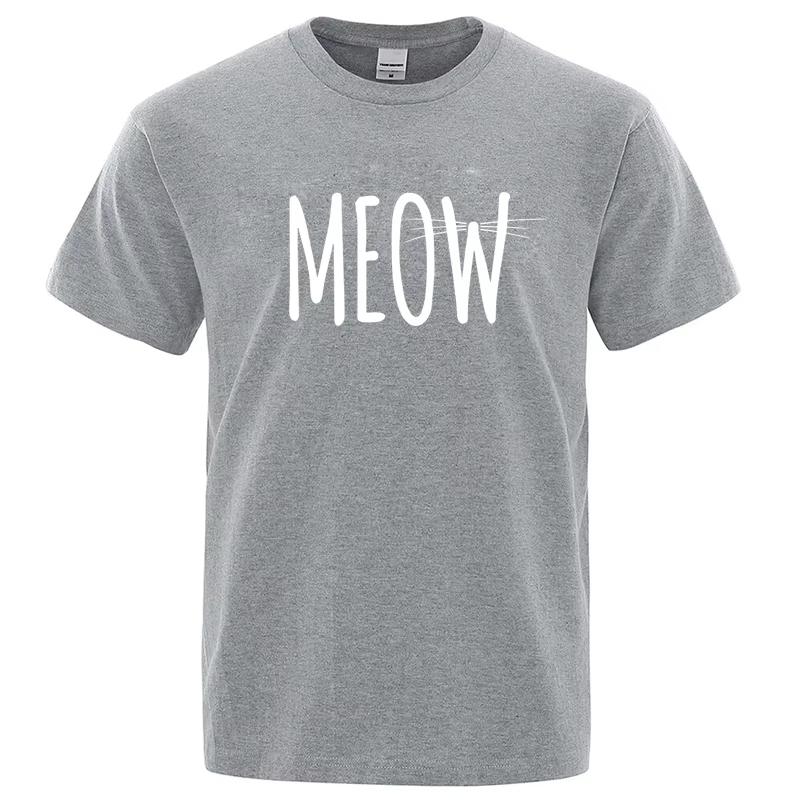 Meow Cat Whiskers Graphic Tshirt Cat Lover Casual Short Sleeve Unisex Funny Kitten Owner Streetwear Tee Animal Pet Gift