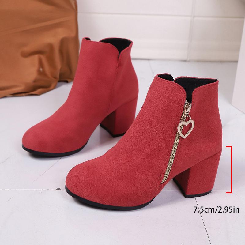 Autumn Fashion Women Platform High Heel Plus Size Shoes for Women 36-42 Casual Ankle Boots Pointed Toe Non-slip Boots
