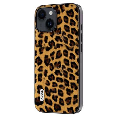 ABEEL Για iPhone 13 Προστατευτικό Κάλυμμα με Υφή Λεοπάρ PU Δέρμα+TPU+PC Πίσω Κάλυμμα Τηλεφώνου