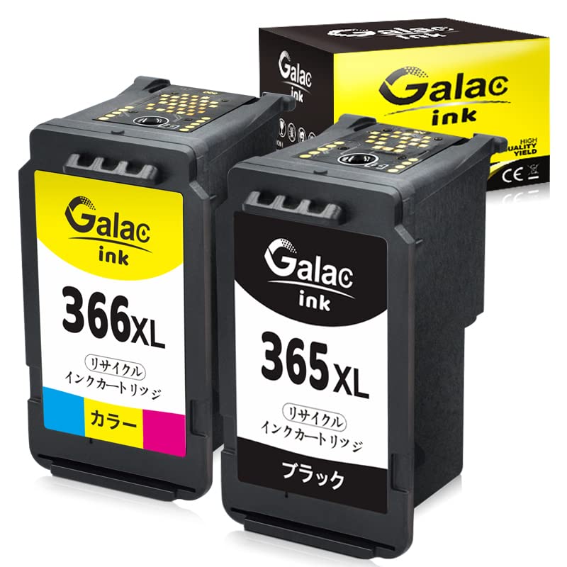 

Galac Recycled Ink Cartridges for Canon BC365XL and BC366XL and Set of with Ink Level Compatible with PIXUS Ink High-Yield (Black Color) - 2,