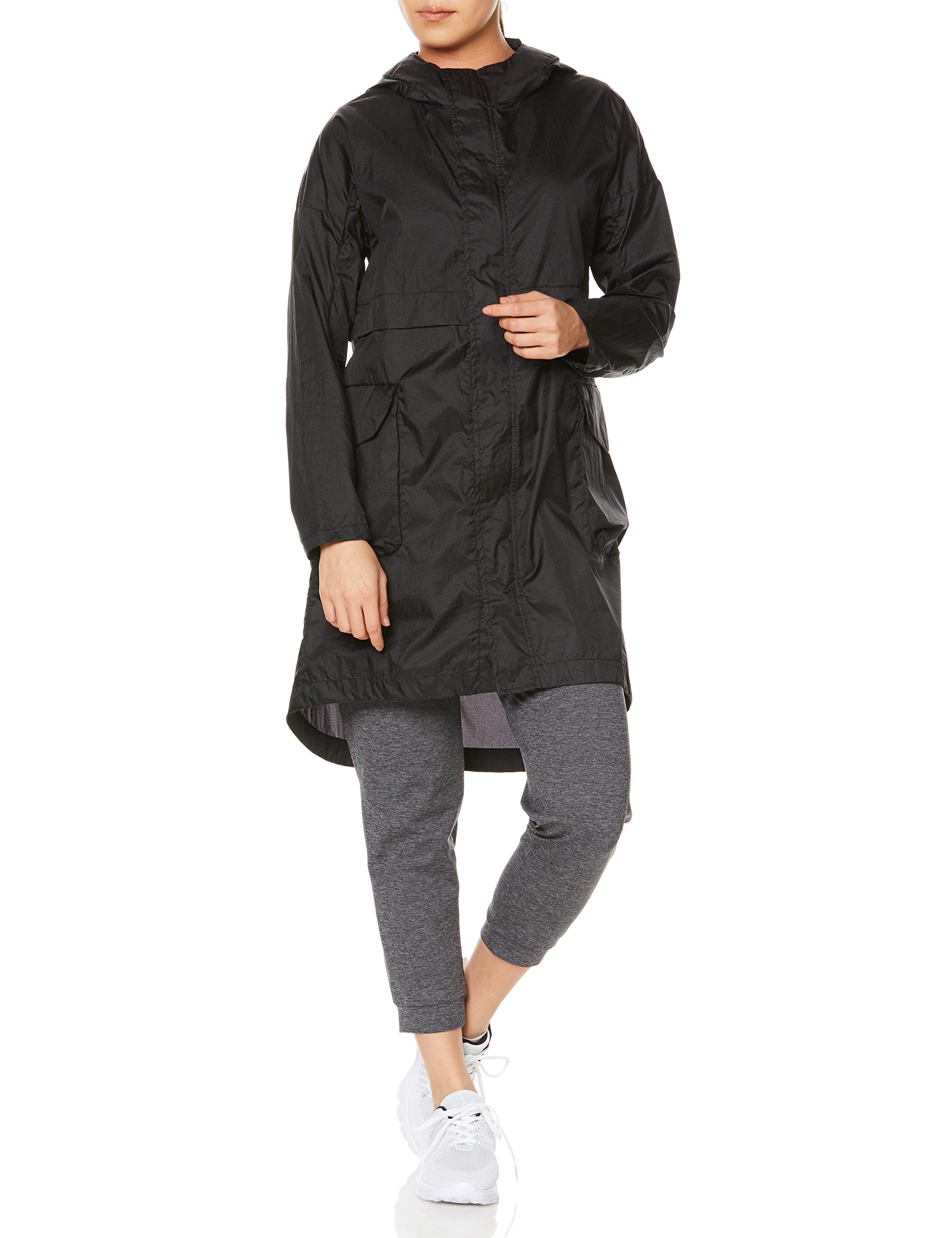 

Move Sports Descente Нейлоновая длинная ветровка Размер S Женская куртка, Черная,