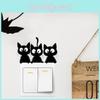 Cute Black Halloween Cat Switch Sticker Wall Decor For Living Room And Office