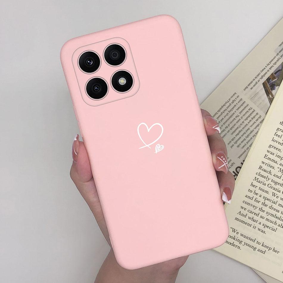 

For Huawei Honor X8A X7A 4G Phone Cases Heart Tag Silicone Matte Shockproof Back Cover For Honor X 8A 7A HonorX8A HonorX7A Capa Honor X8A 4G