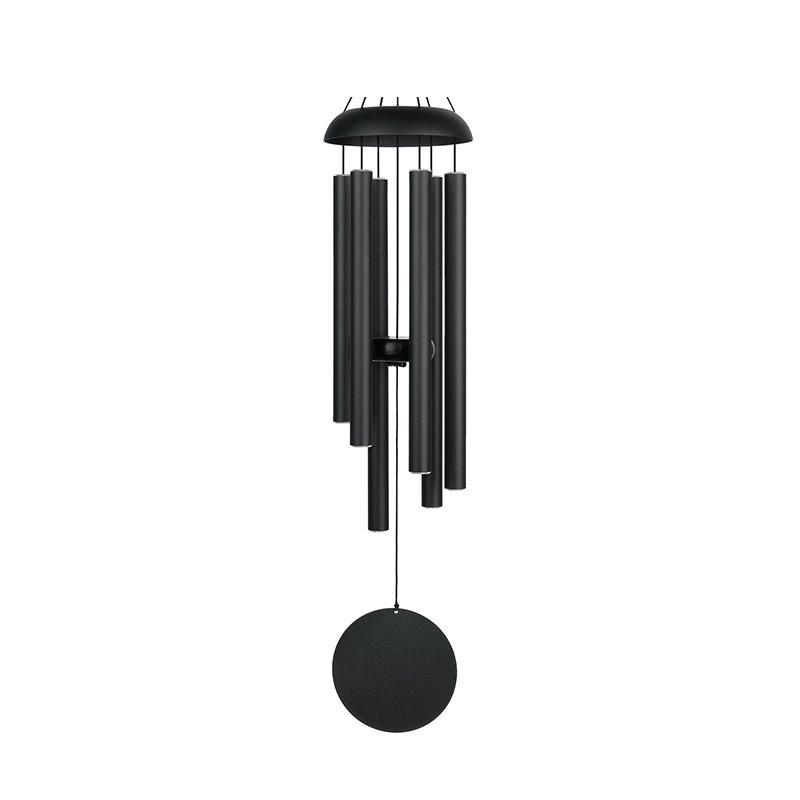 Nordic Style 32-inch Black Wind Chime - Six-Tube Garden Courtyard Decor Gift