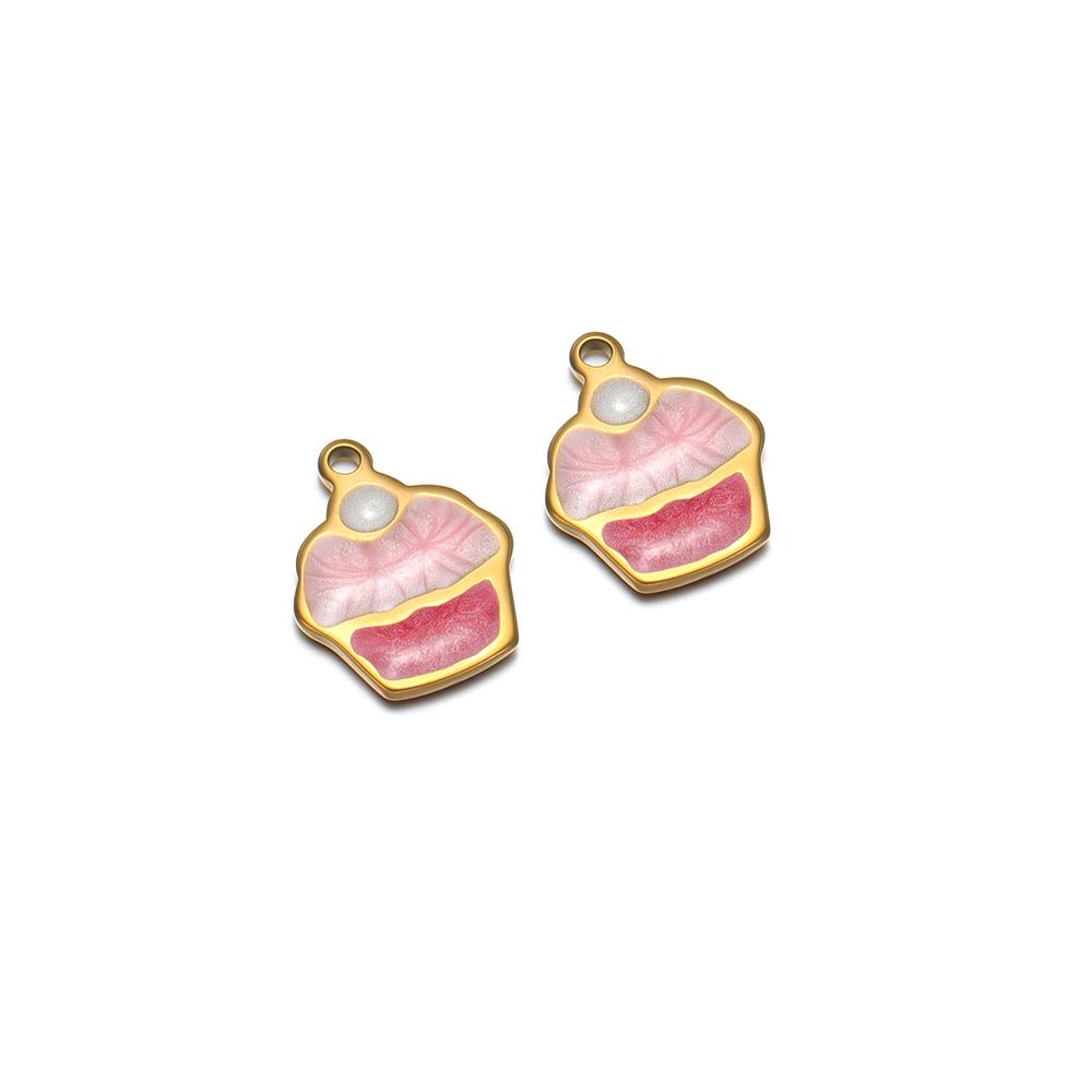 20pcs Stainless Steel 10mm Enamel Ice Cream Girls Bracelet Pendants Decoration Kids Summer Necklace Charms DIY Jewelry Making