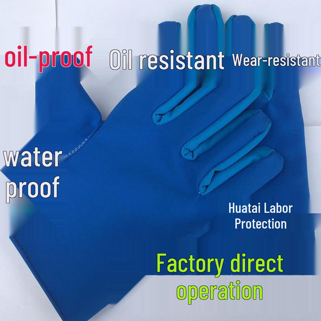 Oilproof Waterproof Canvas Gloves: Fleece-Lined, Durable, Oil & Wear Resistant Industrial Work Gloves - 5 Pairs 5 pairs