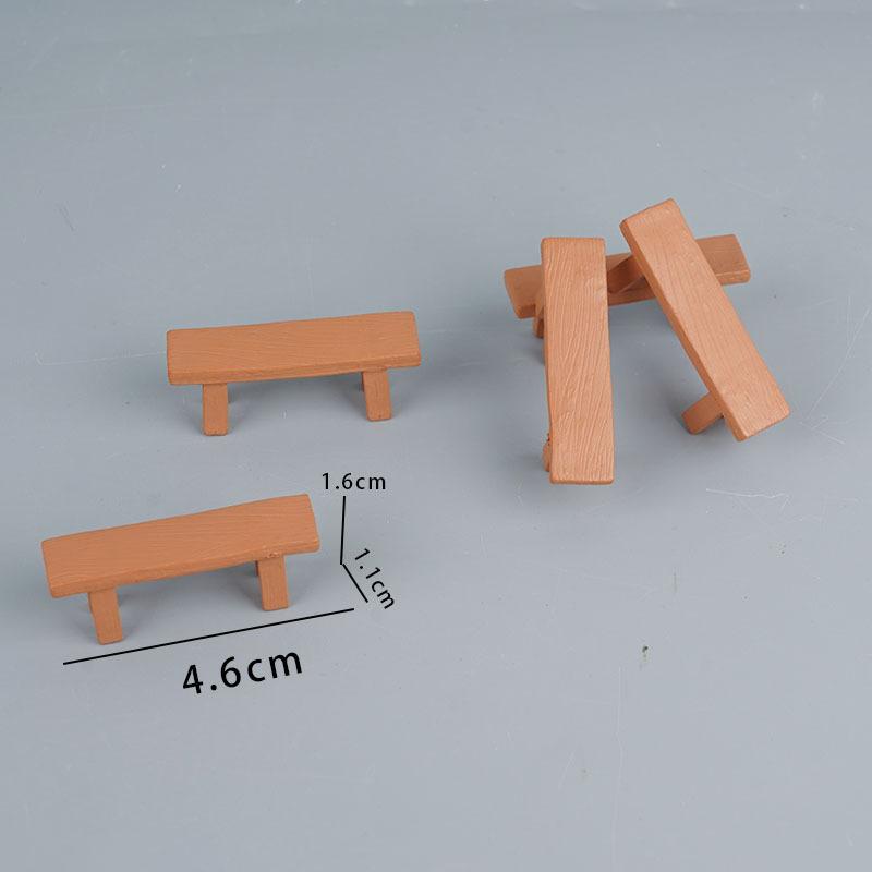 

Mini Small Bench Small Stool Micro Landscape Ornament Resin Simulation Wood Chair Ornament Toy