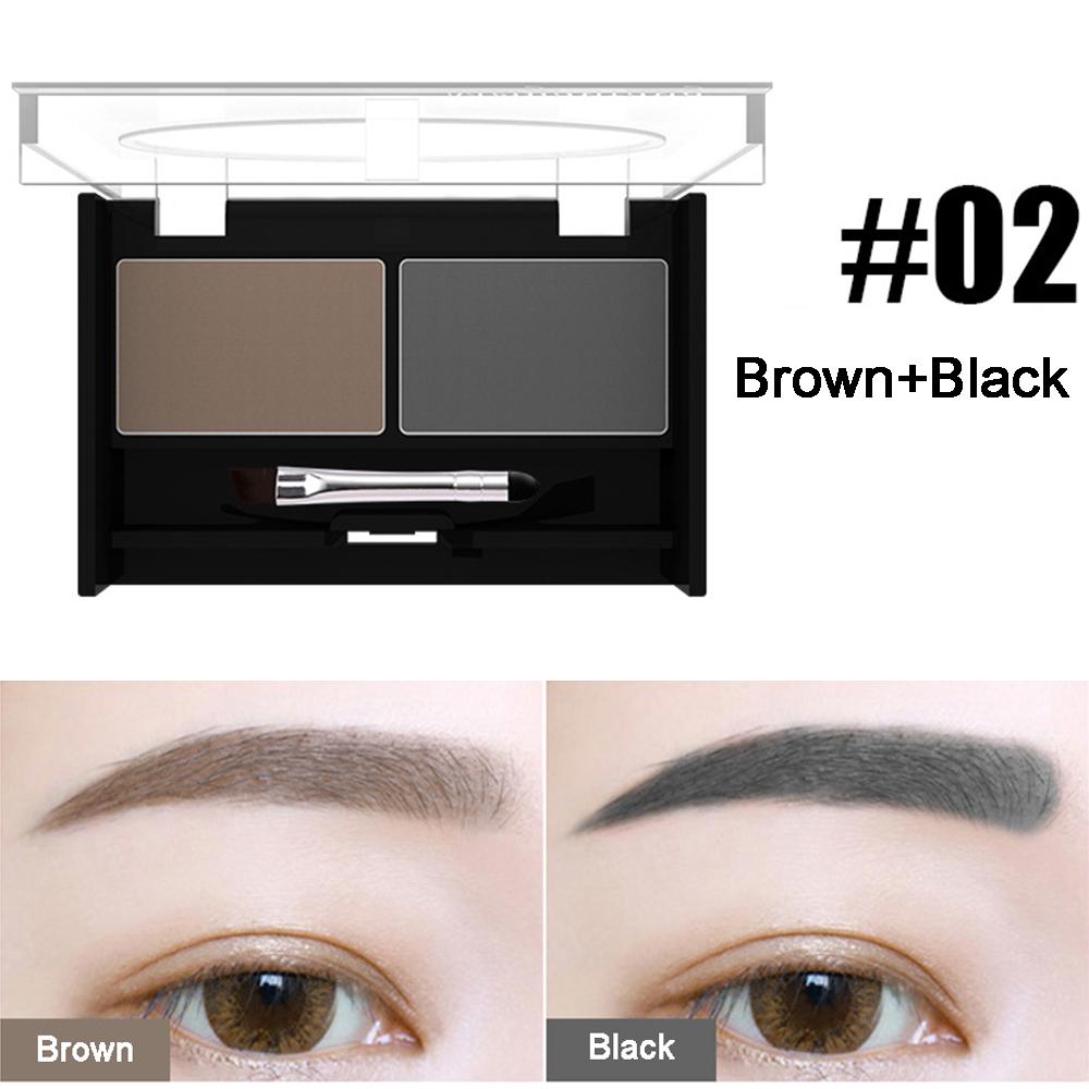 Eyeshadow Cake Makeup 2 Color Waterproof Eyebrow Powder Eye Shadow Eye Brow Palette + Brush Eyebrow Enhancer Professional