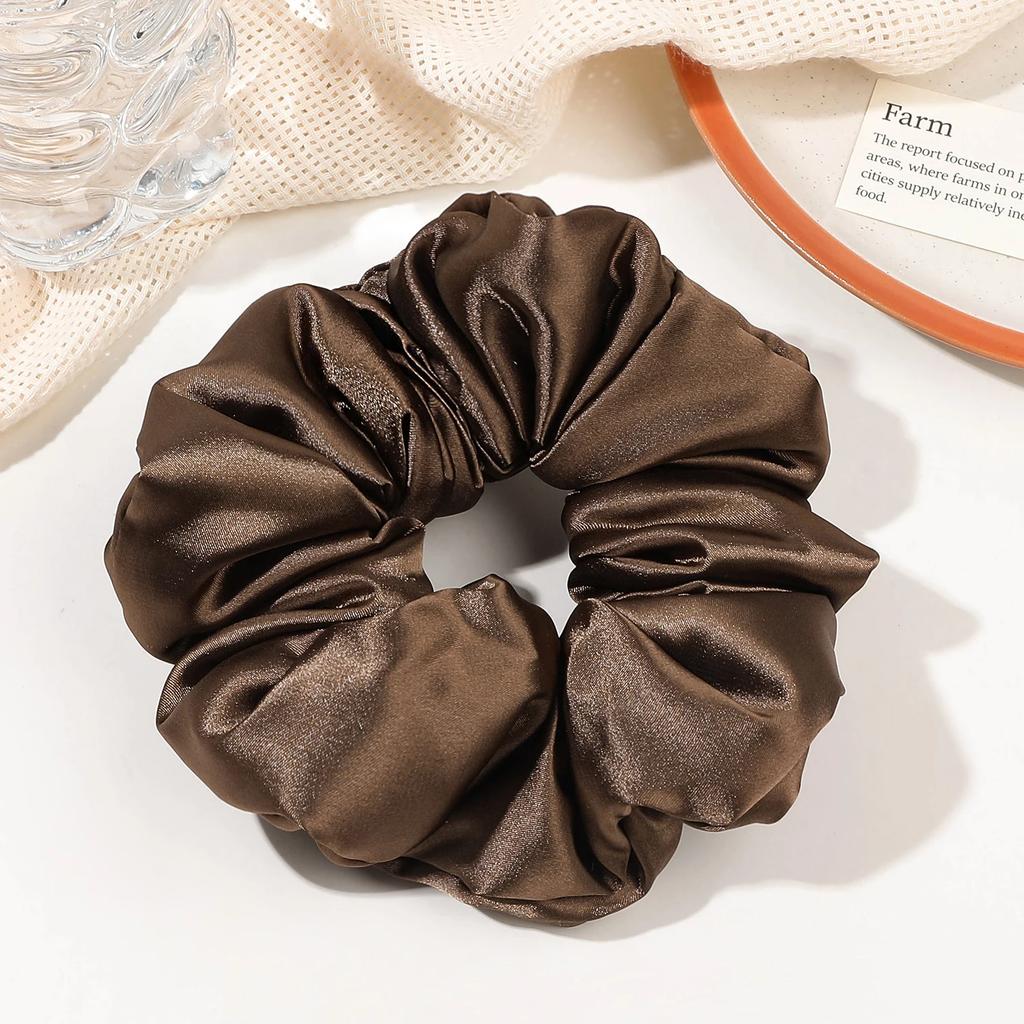 Weiches Kissen Elastisches Haarband Scrunchie für Frauen Luxus Design Große Blume Gefüllt Baumwolle Einfarbig Satin Pferdeschwanzbinder Accessoires