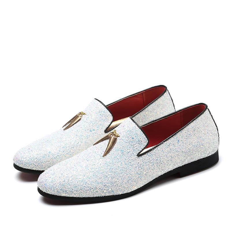 Men's Casual Shoes Men Fashion Sequins Bling Glitter Party Wedding Flats Mens Light Comfortable Driving Loafers Moccasins