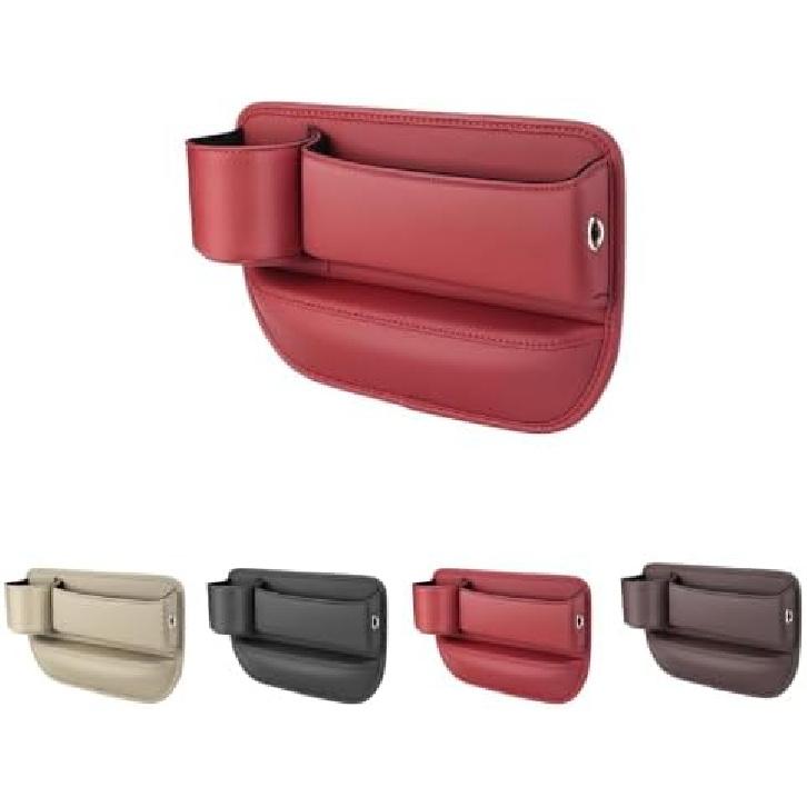 2024 New Seat Car Leather Cup Holder Bag, Adjustable Car Seat Storage Box, Filler Organizer with Cup Holder for Phones Glasses Keys Cards (Driver