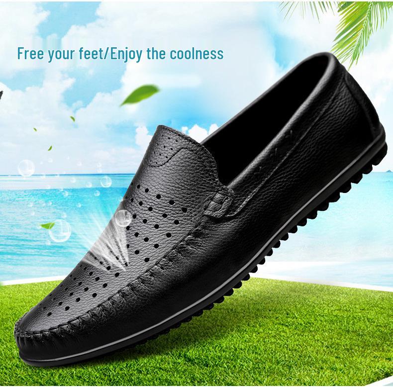 2018 Men's Genuine Leather Casual Non-slip Loafers with Soft Sole Breathable Cowhide