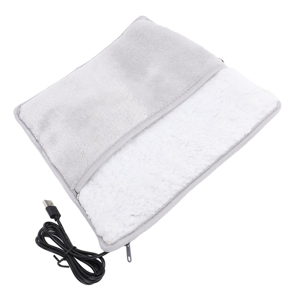 Electric Foot Warmer Grey USB Fast Heating Flannel Electric Feet Heating Pad for Home Travel