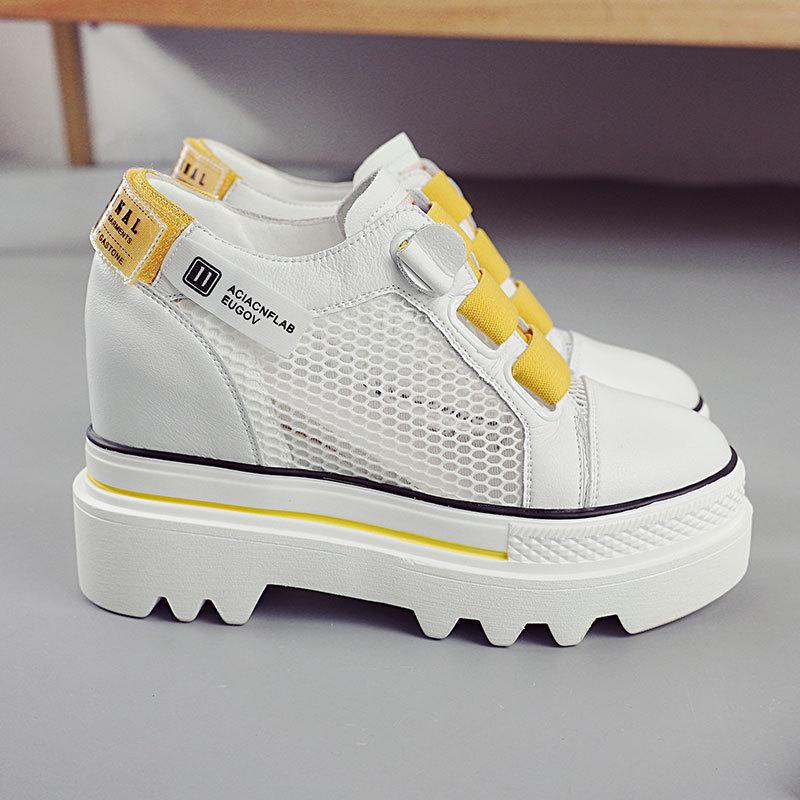 5CM Thick Bottom Mesh Breathable Women's Autumn Solid Color Sports Shoes Casual Running Sports Shoes Outdoor Women's Shoes 34-40