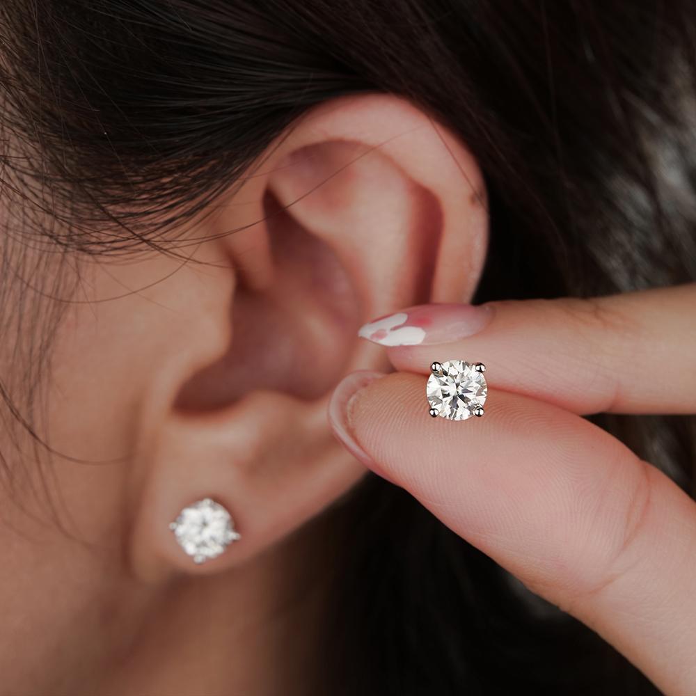 6mm 0.8ct Sparkling Party Fine Jewelry Gifts 925 Silver White Mossanite Moissanite Stud Earrings for Gift