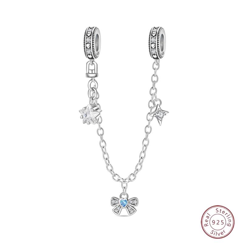 New Original Copper Beaded Bow Charm Blue Beads For Women Exquisite Diy Birthday Jewelry Gifts