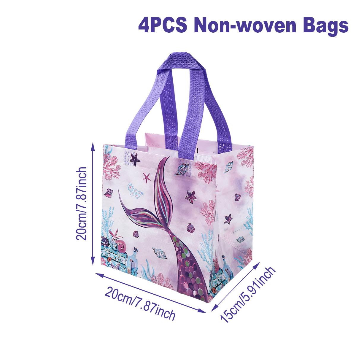 

4 шт. подарочные упаковочные пакеты для вечеринки в стиле русалки, нетканые сумки для конфет и закусок в виде русалки для ребенка, девочки, украшения для дня рождения, вечеринки в честь рождения ребенка as picture