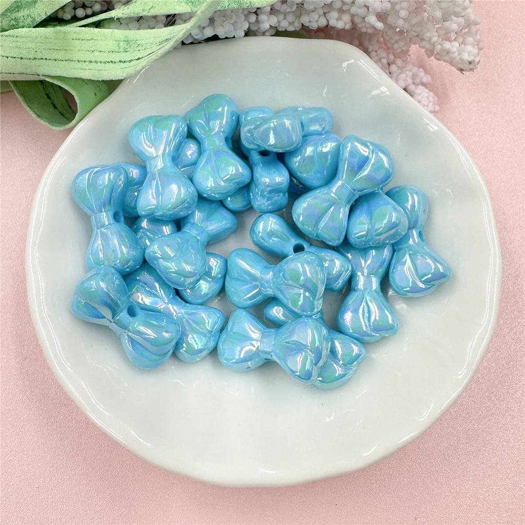 Creative Dazzle Acrylic Small Bow Beads DIY Beading Material Pendant Fashion for Bracelet 20pcs Key Chain Making Necklace 9.7*17.9mm