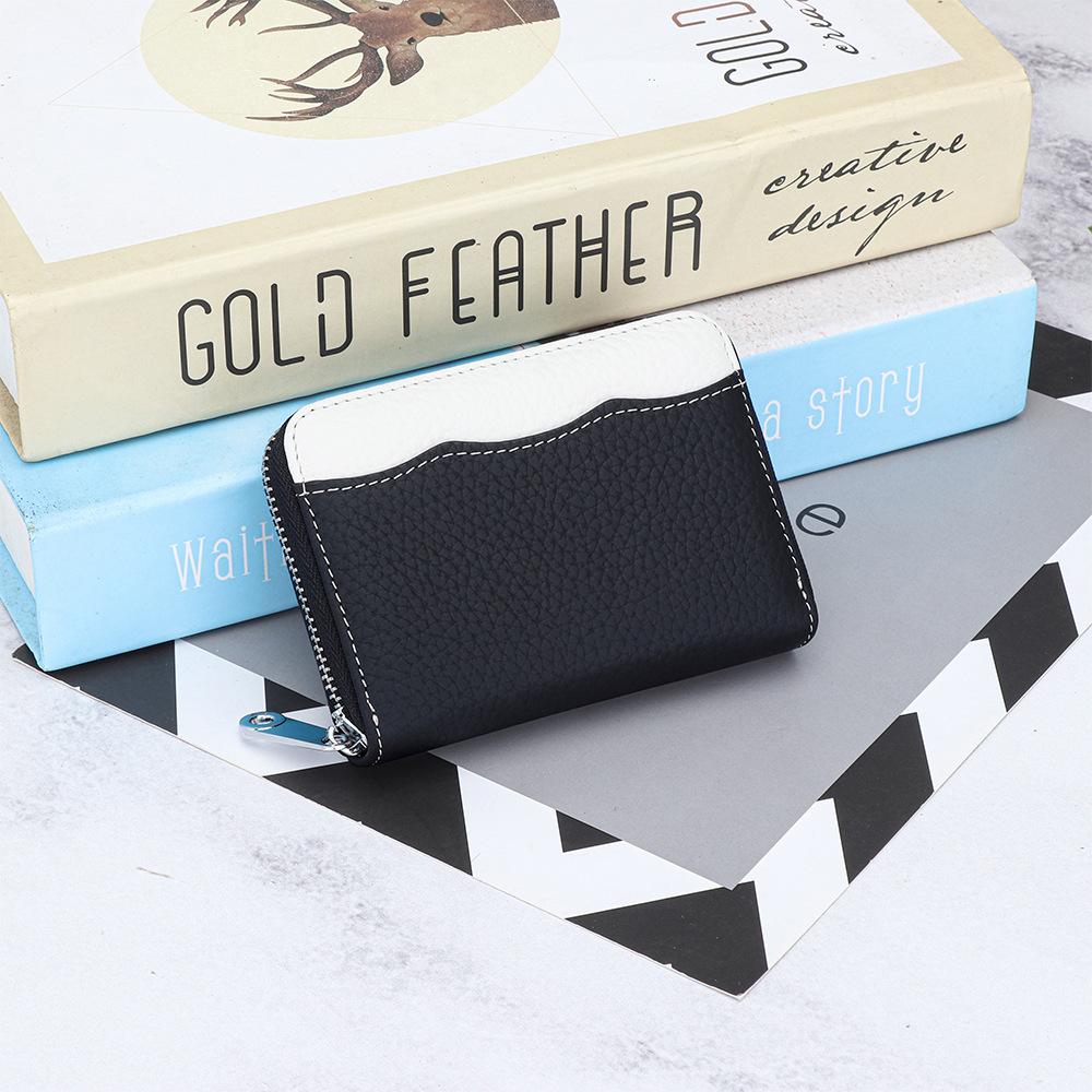 Cowhide Multifunctional Zipper Change Purse Women's Fashionable Coin Bag Genuine Leather Card