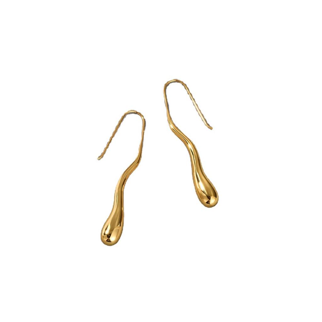 Retro Metal Light Luxury Irregular Water Drop Long Earrings With Generous And Thin Temperament And Cold Wind Earrings