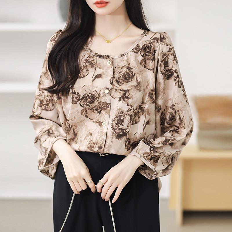 

Large Size Loose Vintage Fashion Chiffon Shirt Leisure for Women Shirt 3XL
