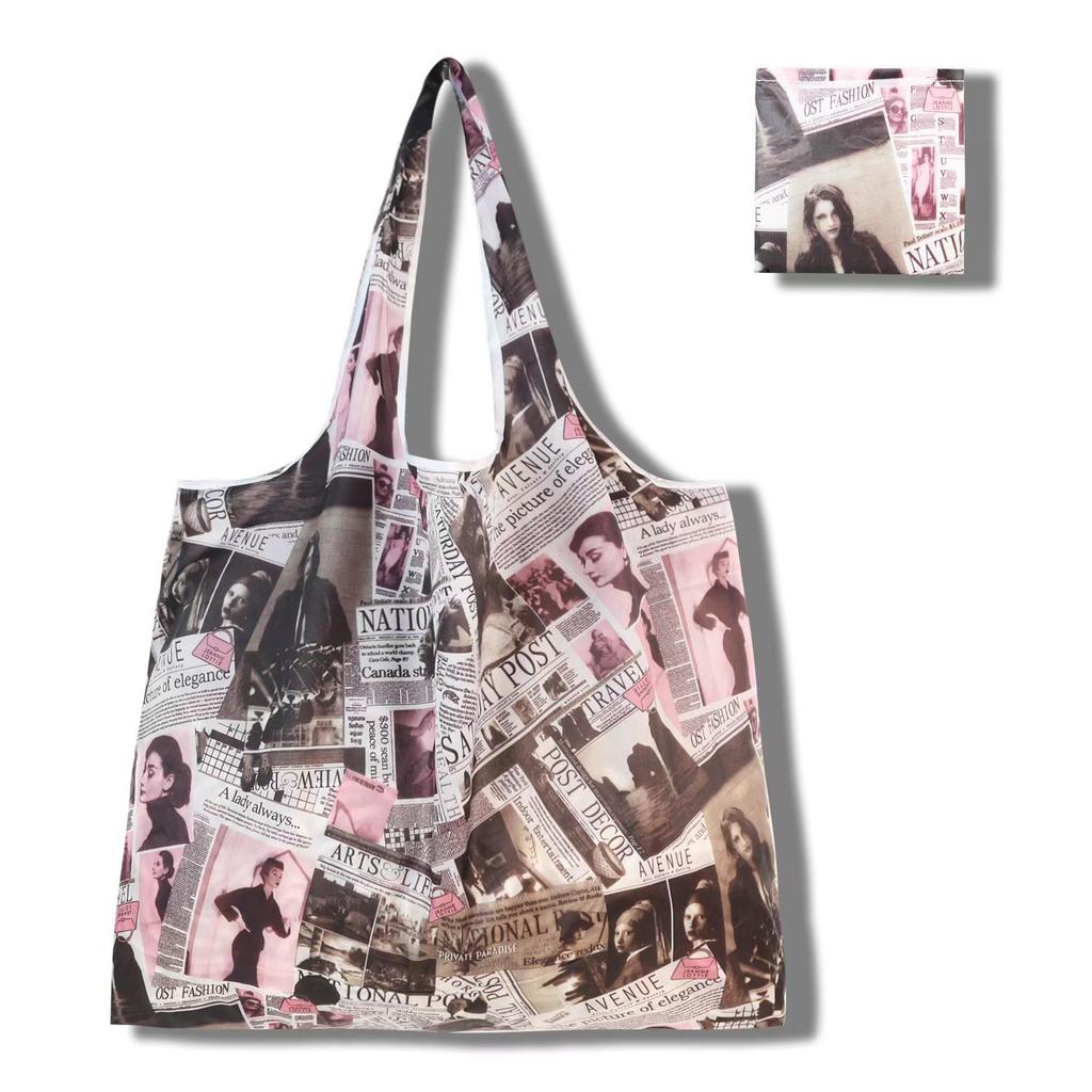 Eco-Friendly Large Capacity Foldable Tote Bag - Creative, Portable, Printed, and In Stock