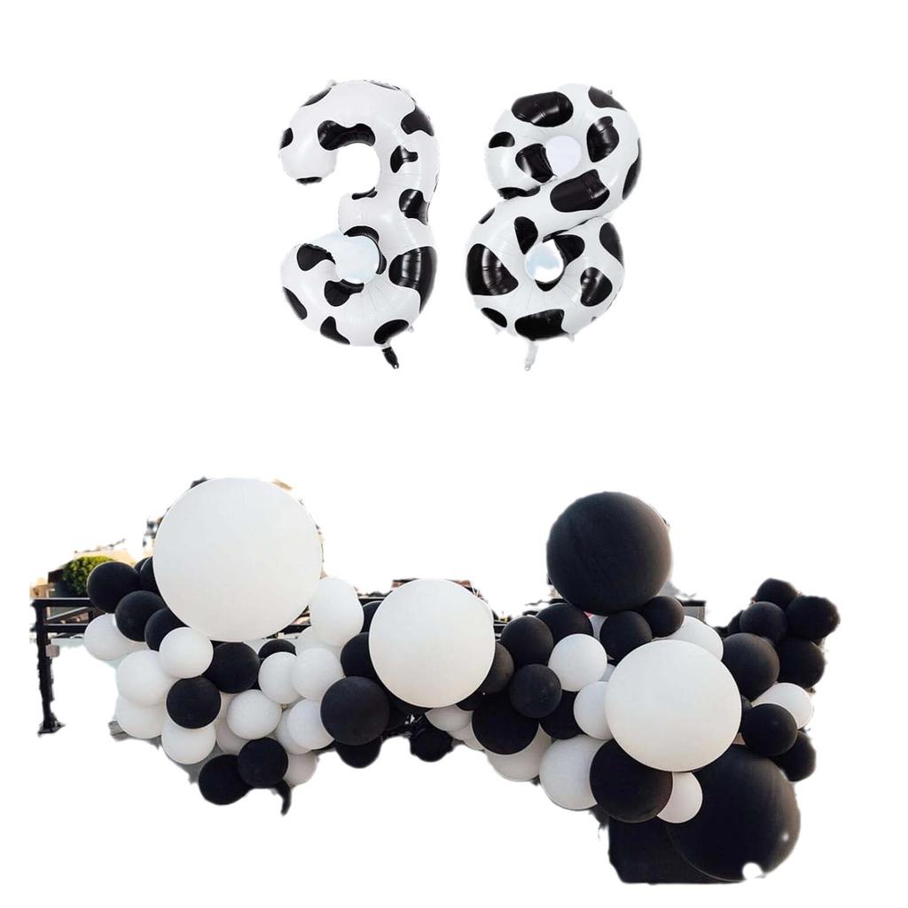 1pcs American Version 40inch Cow Print Large Cartoon Digital Balloon Black and White Print Children and Baby's Birthday Number