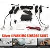 4 Parking Sensors Led Backup Reverse Rear Radar System Alert Alarm Kit Silver US