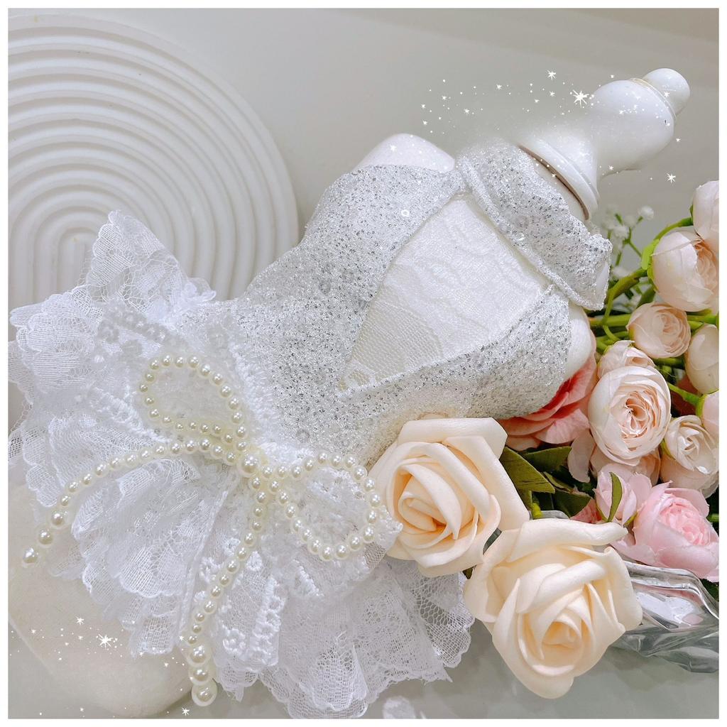 Pet Spring Princess Strap Bow Cake Skirt Yorkshire Strap Skirt Elastic Dress Glitter Dress Dog Dresses for Small Dogs