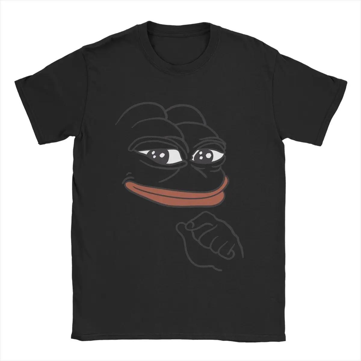 

Мужские футболки Smug Pepe The Frog Fashion Хлопковые футболки с коротким рукавом Футболка с круглым вырезом Одежда Подарок на день рождения S чёрный