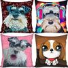 Cartoon Funny Dog Schnauzer Fashion Style Square Pillowcase Zipper