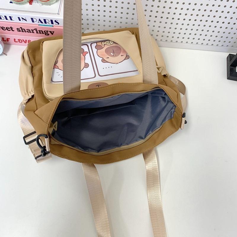 Make-up Bag New Contrasting Color Cartoon Cute Tote Bag Large Capacity Trendy Messenger Bag Portable Student Tote