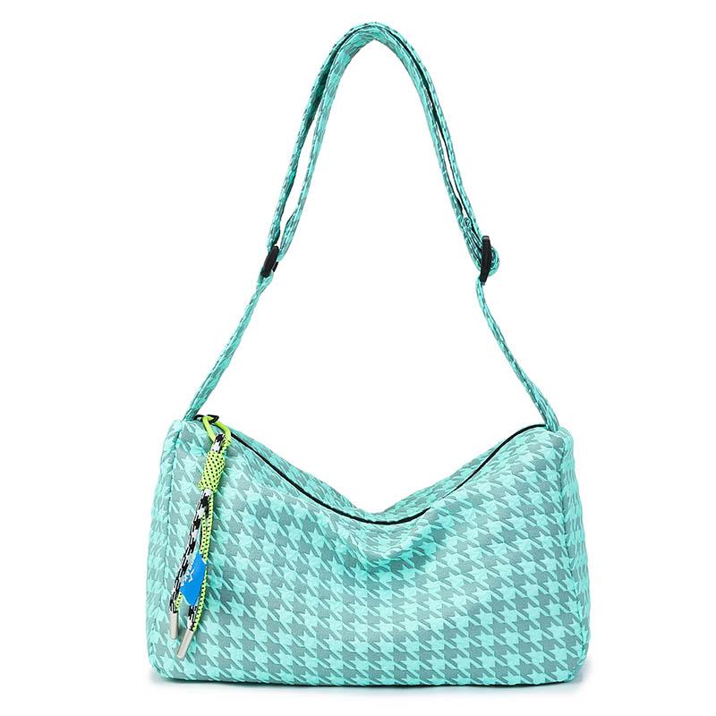 Checkered single shoulder bag, large capacity travel cross-body bag, light and casual underarm bag