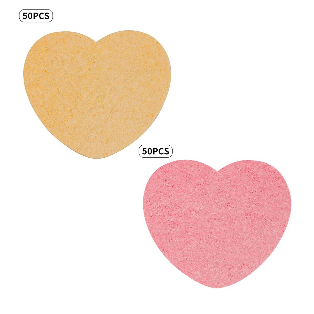 50 Stück Umweltfreundliche Herzförmige Make-up-Schwämmchen - Komprimierte Gesichtsreinigungsschwämmchen zum sanften Abschminken, Wiederverwendbare Kosmetikblender