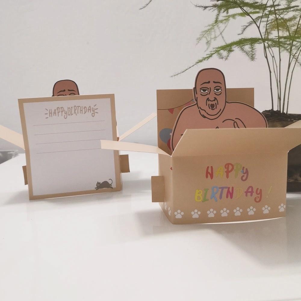 Funny 3D Birthday Greeting Card Humorous Character Happy Birthday Card Wedding Decor
