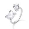 ZAKOL Luxury Square Water Drop AAA Cubic Zirconia Open Rings for Women Clear Pink Green CZ Engagement Wedding Party Zircon